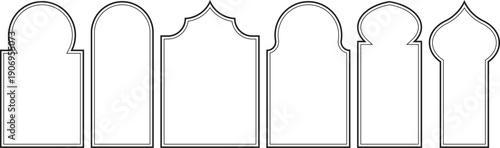 Islamic Arch Silhouette Set, Arabic Window Frames and Outlines