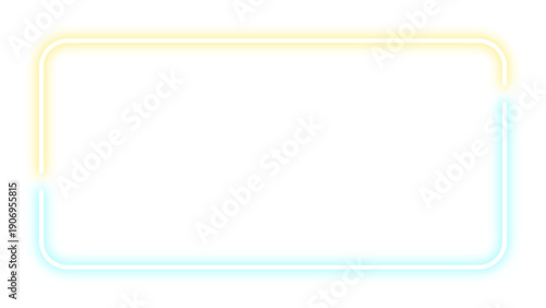 白背景に映える黄色と水色のネオン角丸フレーム 16:9
