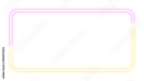 白背景に映える黄色とピンクのネオン角丸フレーム 16:9