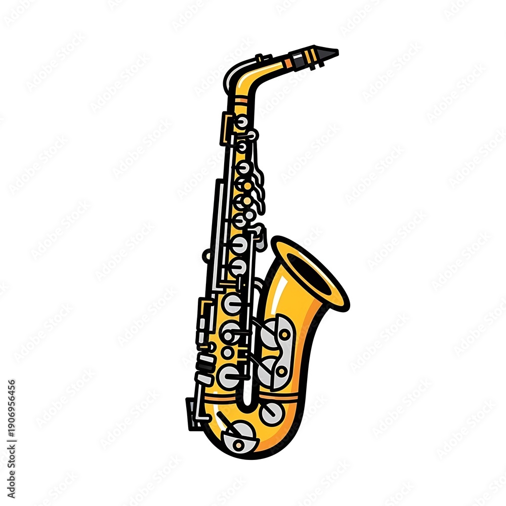 Naklejka premium Illustration of a Yellow Saxophone Instrument.