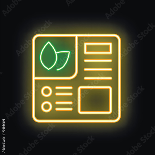 Glowing neon sign representing an online article about ecology and environmental issues