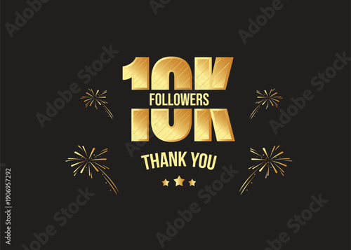 10k social media followers and subscribers template, greeting banner for fans, vector background for achievement celebration template, five thousands followers and subscribers with yellow background.