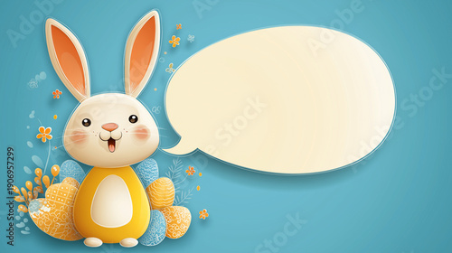 Adorable Easter Bunny Characters with Copy Space