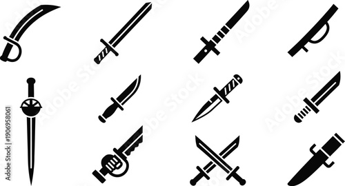Historical and modern blades including swords daggers and combat knives