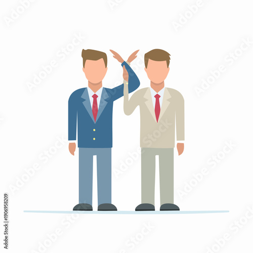 Two business men giving each other a high five to celebrate success during a meeting or after closing a deal