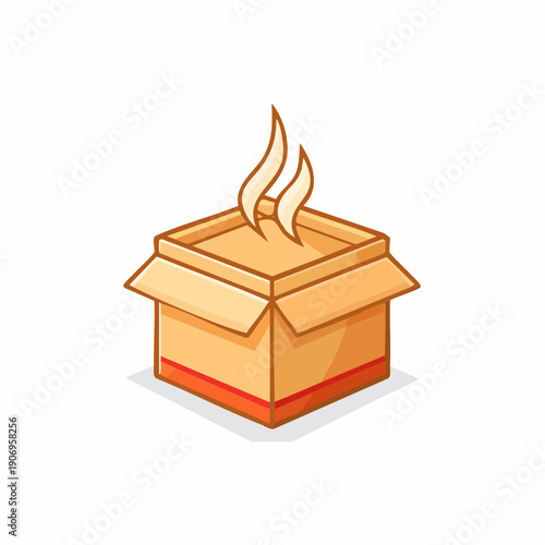 Cartoon Box with Steaming Content Delivery Concept Illustration