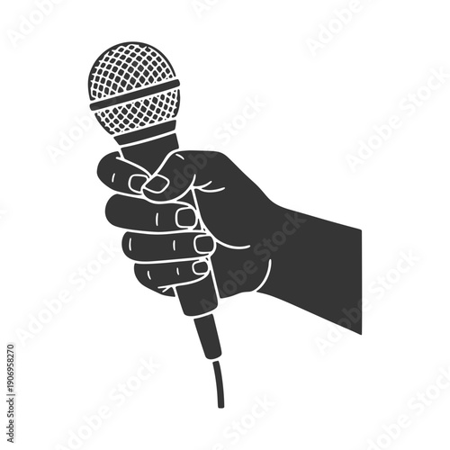 マイクを持つ手のシルエットアイコン