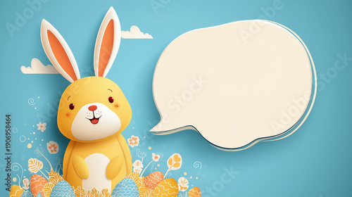 Adorable Easter Bunny with Text Space