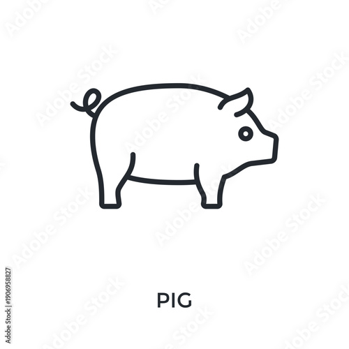 Pig Icon Outline Style. Vector Illustration For Graphic Design
