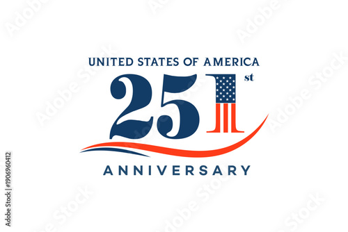 Modern logo for the 251st anniversary of the United States of America. Features patriotic red and blue colors, with the number 1 stylized as the US flag. 