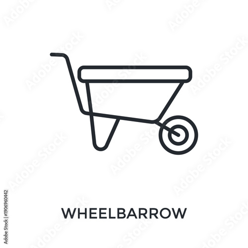 Wheelbarrow Icon Outline Style. Vector Illustration For Graphic Design