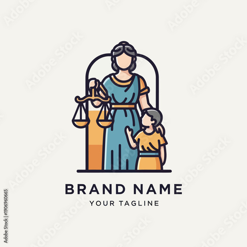 Woman Holding Scales with Child Illustration.