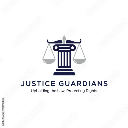Justice Guardians Logo with Scales Symbol.