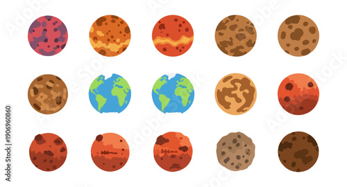 Planetary bodies displayed against black background