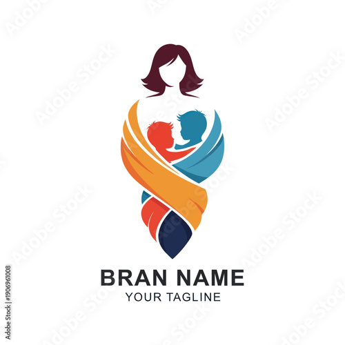Mother and Child Logo Design Template.
