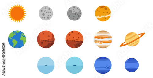 Solar system planets illustration on black background