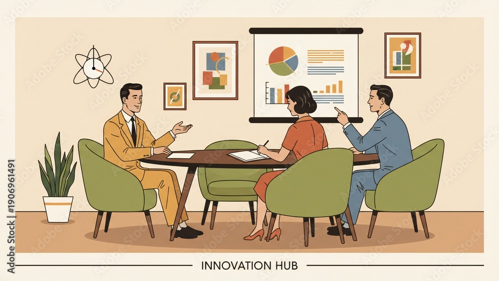 Fototapeta premium Team collaborating in innovation hub