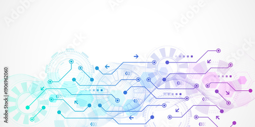 Motherboard technology circuit board background texture design. Creative idea AI banner concept for internet technology. Digital motherboard concept for poster, cover, banner, header, web template