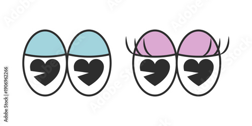 Male and female cartoon eyes, Loving eyes
