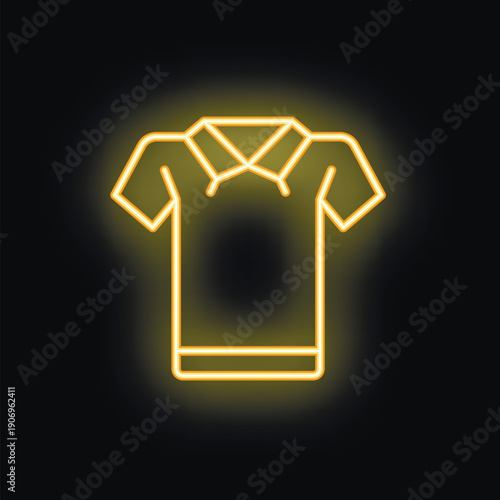 Neon yellow t shirt glowing on black background, concept for clothing stores and fashion industry