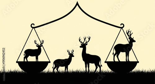 Deer silhouettes on a balance scale representing weighing options.