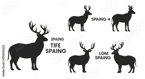 Deer Stag Antlers Silhouette Set.