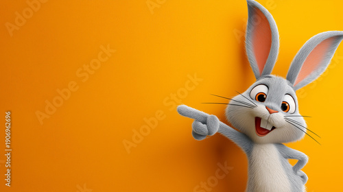 Cartoon Rabbit with Empty Text Space for Easter