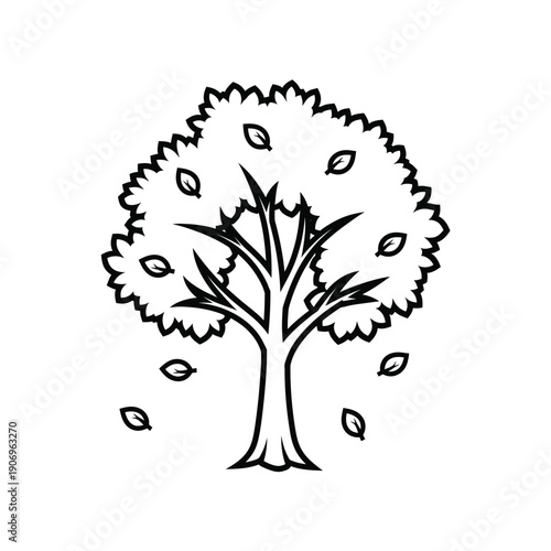 Rustic Barn and Trees Silhouette Illustration