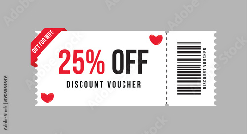 Romantic 25% Off Discount Voucher for Wife with Hearts