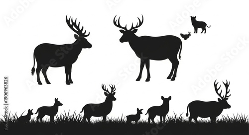 Deer Silhouette Collection Wildlife Nature Animals.