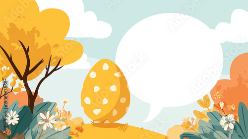 Easter Holiday Background with Floral Design