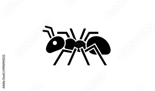 Geometric ant vector icon minimalist black insect symbol isolated on transparent background