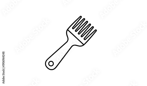 Afro pick comb outline vector icon minimalist lineart isolated on transparent background