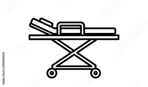 Medical stretcher with adjustable headrest in outline style  