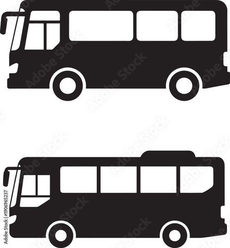 Silhouette of two buses side by side