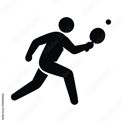 Table tennis player silhouette with paddle and ball vector graphic illustration
