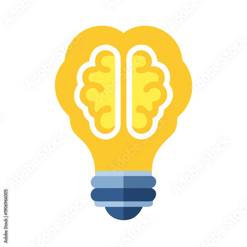 Creative light bulb and brain icon combined, modern abstract vector art representing ideas, innovation, and intelligence.
