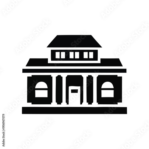 Illustration of a building with pillars and a roof from a front view