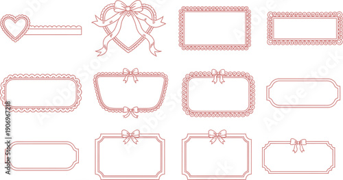 Collection of blush red photo frame and heart outlines