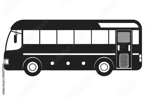 Black and white bus silhouette side view public transportation travel vehicle journey commute