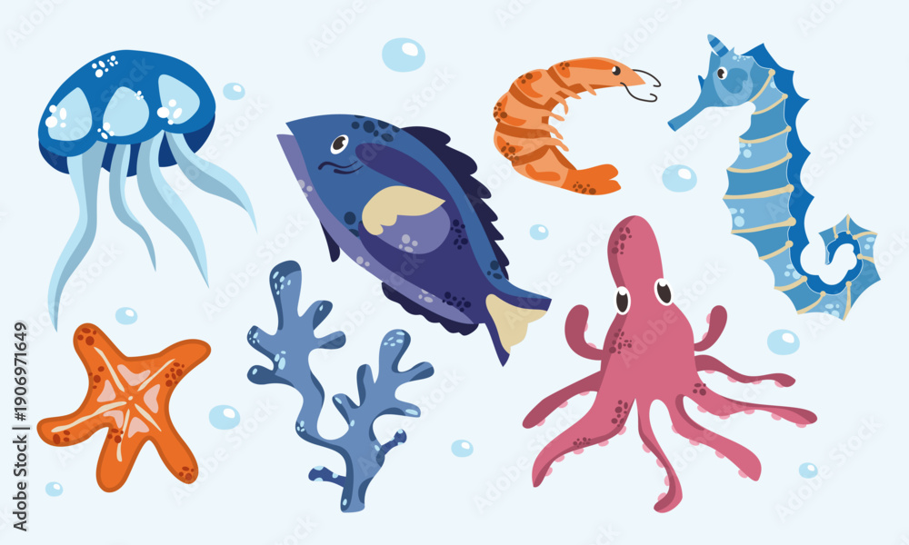 Fototapeta premium sea animals set