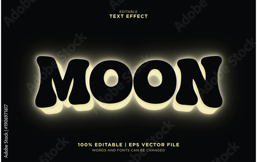 Editable vector typography effect with moon text