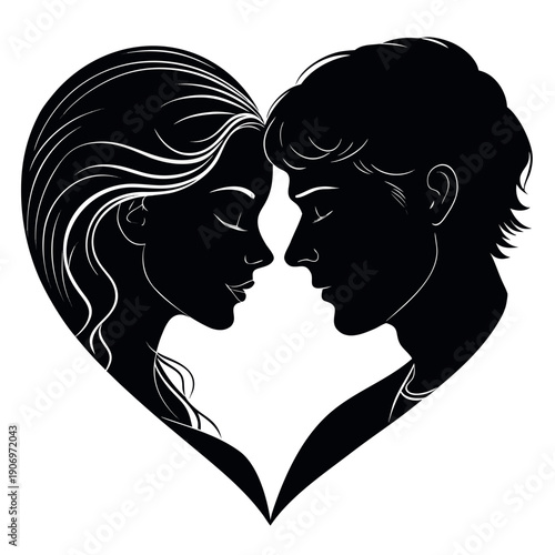 Minimalist Couple Silhouettes Capturing Embarrassing yet Endearing Encounters- Vector embarrassing couple silhouette.