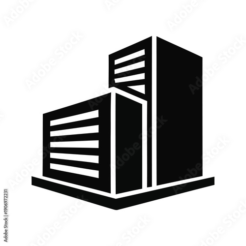 Modern Buildings Illustration with Clean Lines and Simple Shapes