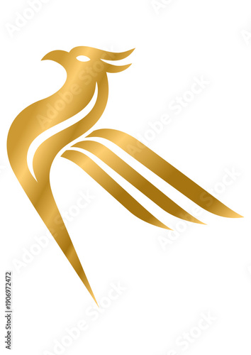 Imlek Background, Chinese Festival, A sleek golden phoenix representing rebirth, ideal for branding, logos, and inspirational content.