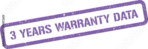 Grunge texture stamp showing 3 YEARS WARRANTY DATA for digital information and technology assurance