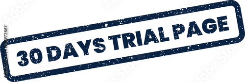 Grunge textured blue stamp featuring 30 DAYS TRIAL PAGE text for software promotions and limited web access