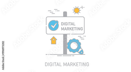 Digital marketing vector illustration representing a successful online campaign for growth and