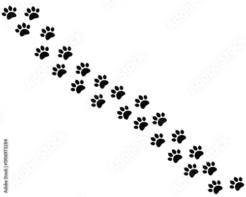 plain white backdrop making a clear trail Great for pet-related themes, Paw Print. Vector.