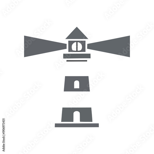Simple grey illustration of lighthouse parts isolated on white